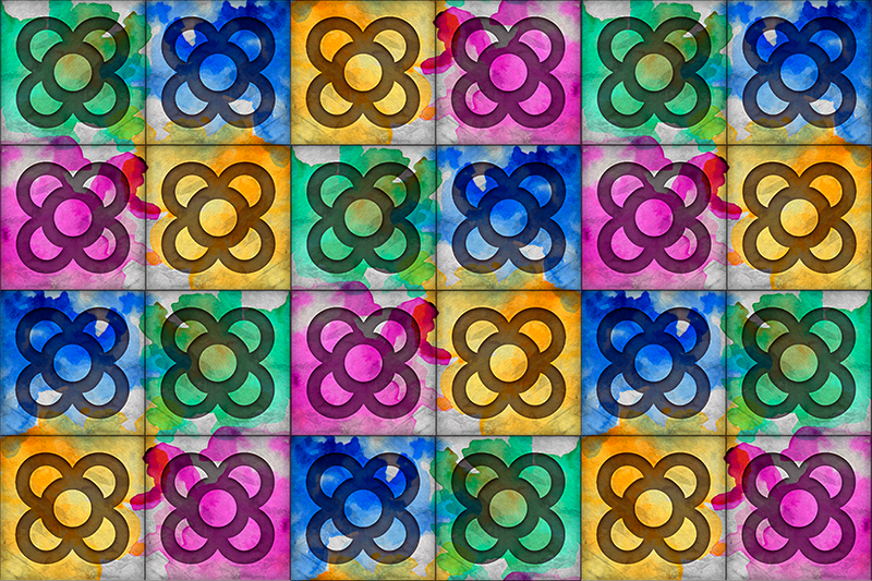 Kleurrijke tegels op vinyl tapijt - TenStickers