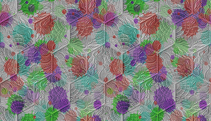 Bevlekte tegels vinyl tapijt woonkamer - TenStickers