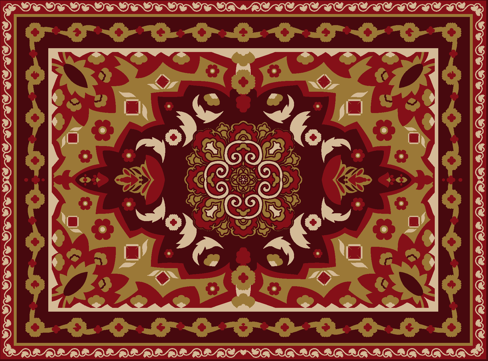 Vintage bloemen geometrisch vinyl tapijt  - TenStickers