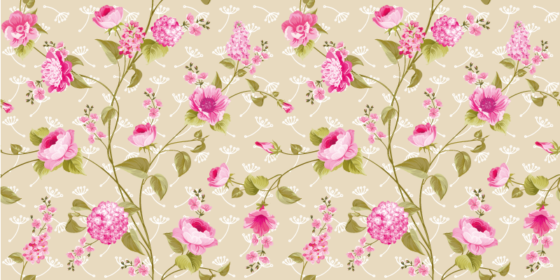 Bloemmotief vinyl tapijt bloemen en planten - TenStickers