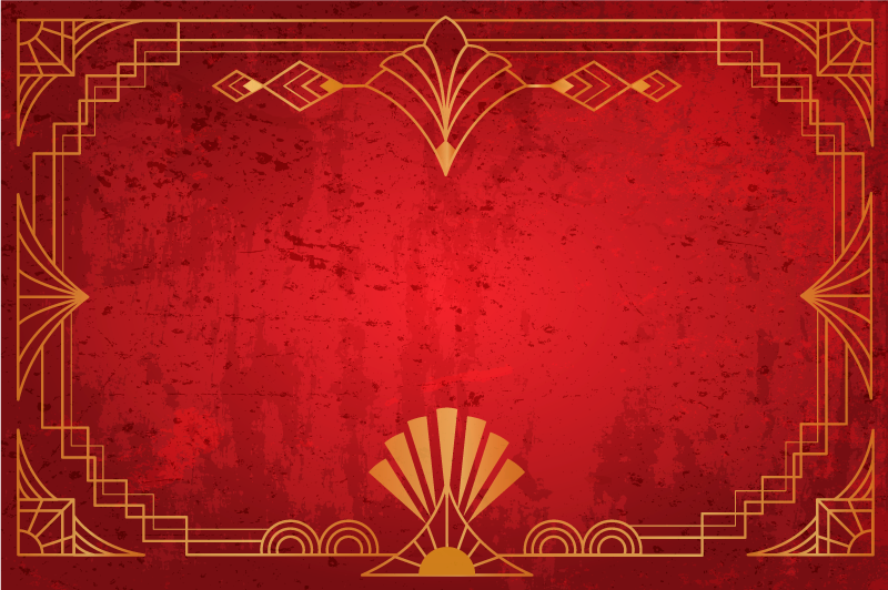 Gouden patroonrand Vinyl tapijt rood - TenStickers