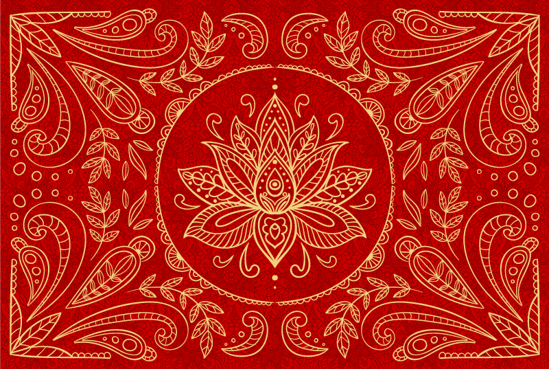 Vintage mandala-ontwerp Vinyl tapijt rood - TenStickers