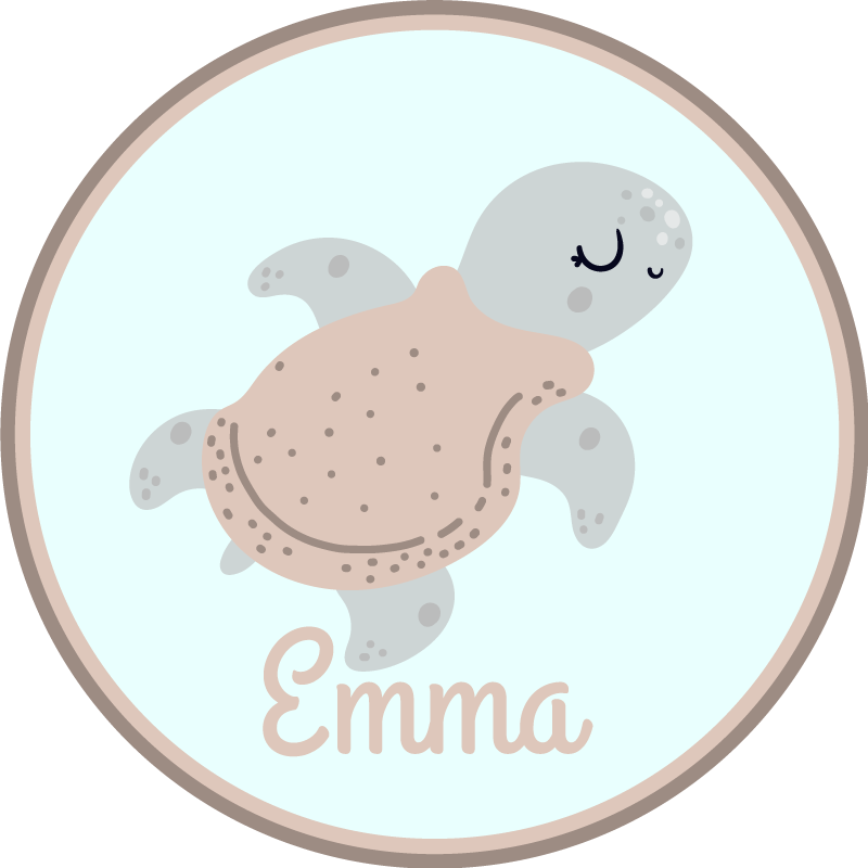 Aanpasbare schildpad vinyl tapijt met naam - TenStickers