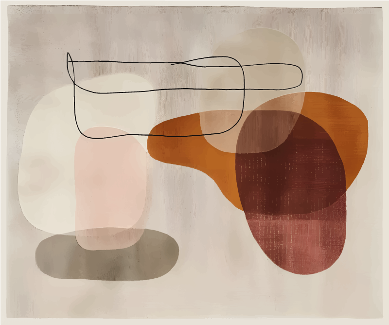 Abstracte vormen vinyl tapijt beige - TenStickers