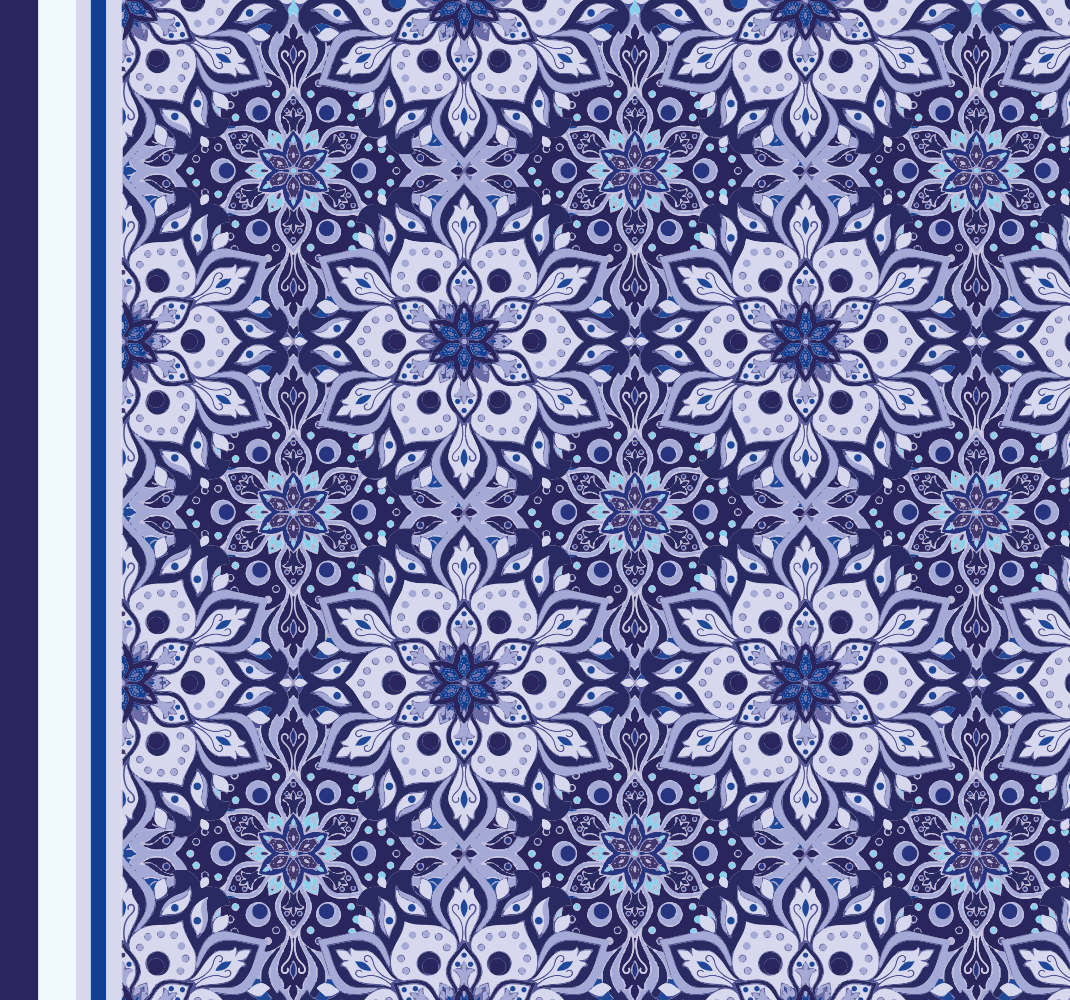 Vintage bloemmotief vinyl tapijt blauw - TenStickers