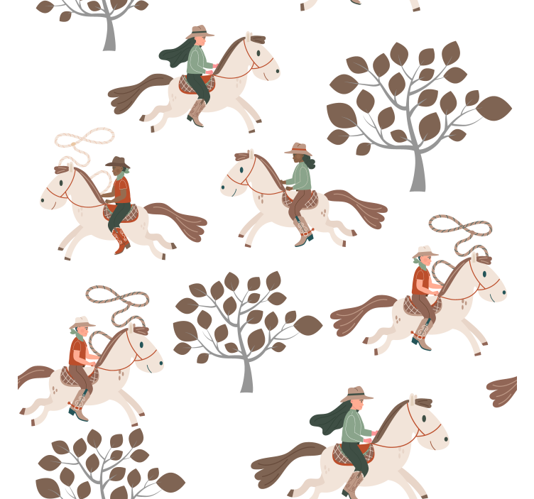 Rijden in het bos behang paarden - TenStickers