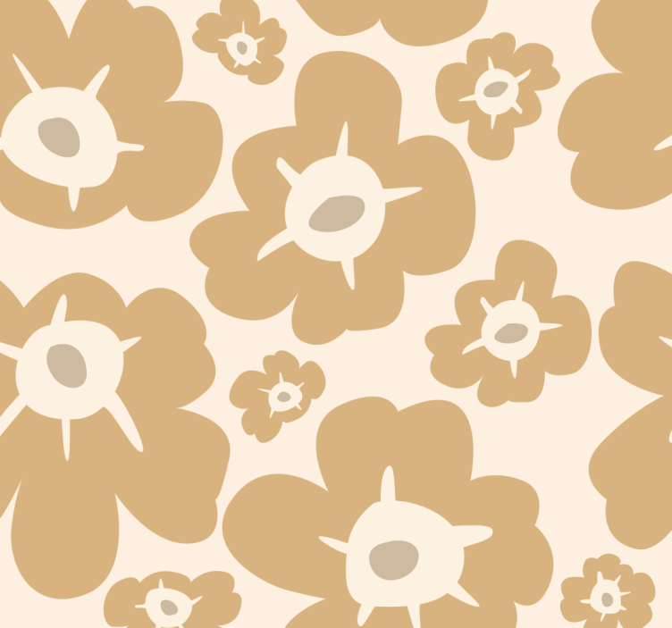 Beige klaprozen bloemen behang - TenStickers