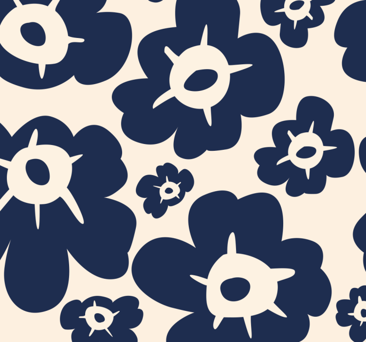 Donkerblauwe klaproos bloemen behang - TenStickers