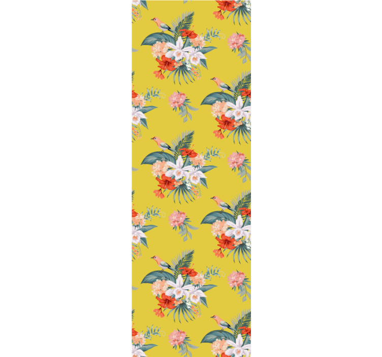 Boeket op gele achtergrond bloemen behang - TenStickers
