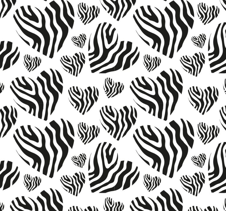 Zebra hartjes patroon behang woonkamer - TenStickers
