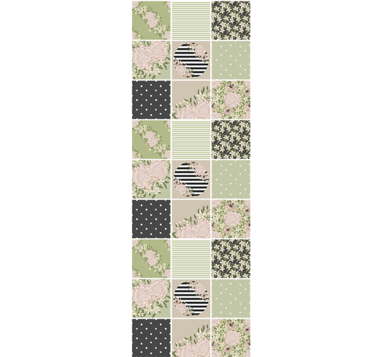 Bloemen patchwork ontwerp behang bloemsierkunst - TenStickers