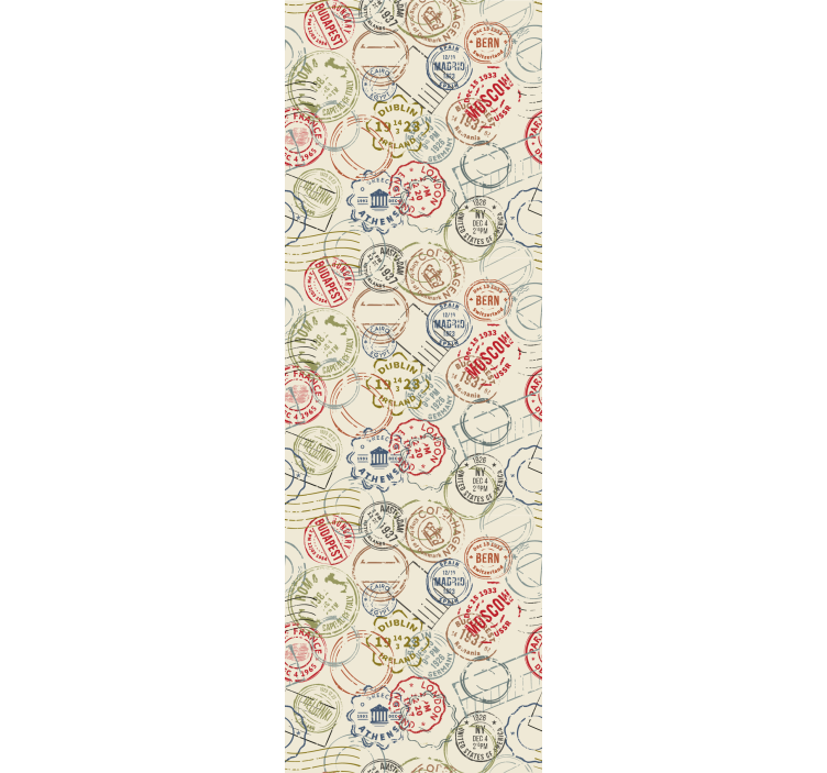 Reisstempelcollage behangpapier landen en steden - TenStickers