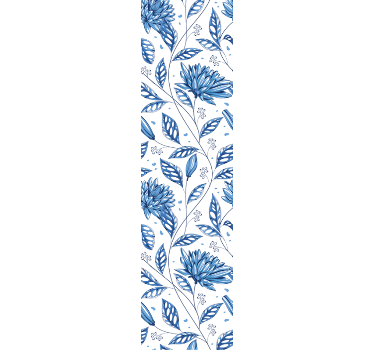 Blauw bloemmotief bloemen behang - TenStickers