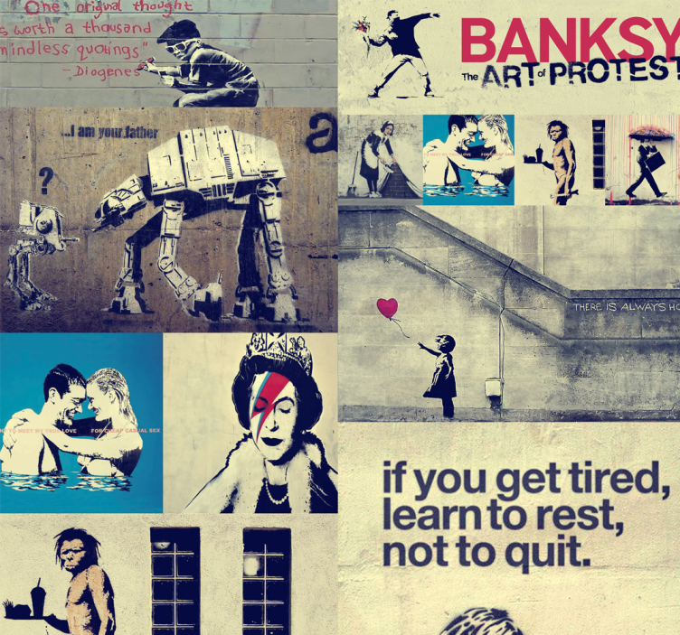 Kunst Behang Banksy kunst collectie - TenStickers