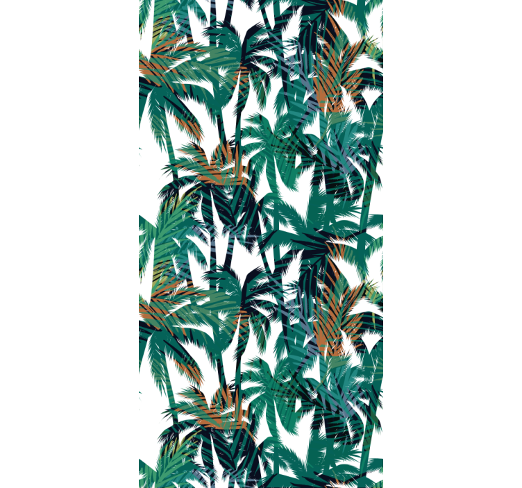 Groene en witte palmbomen jungle behang - TenStickers
