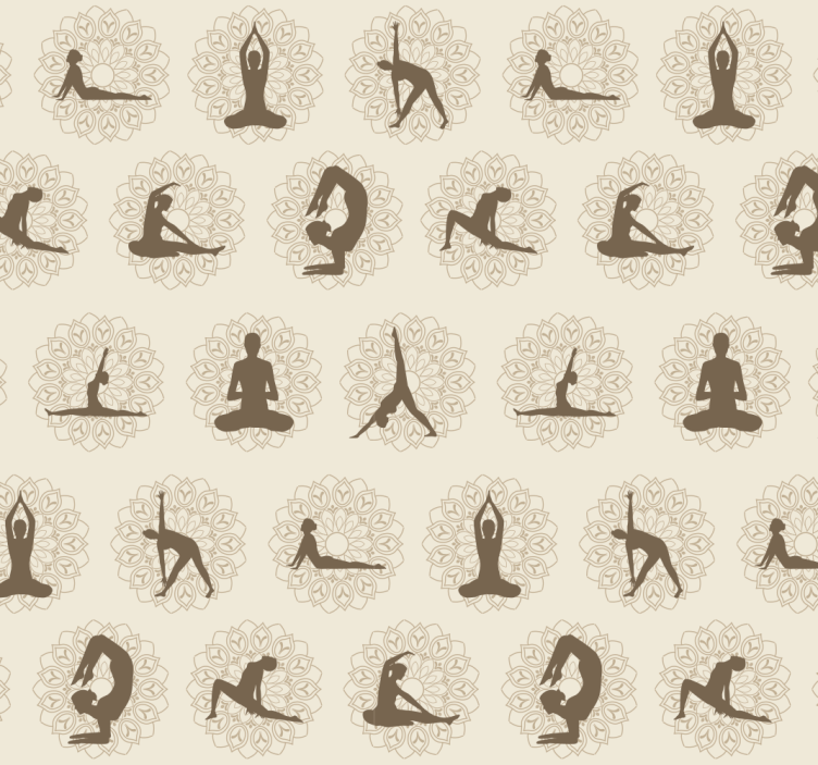 Bruine yoga-iconen beige behang - TenStickers