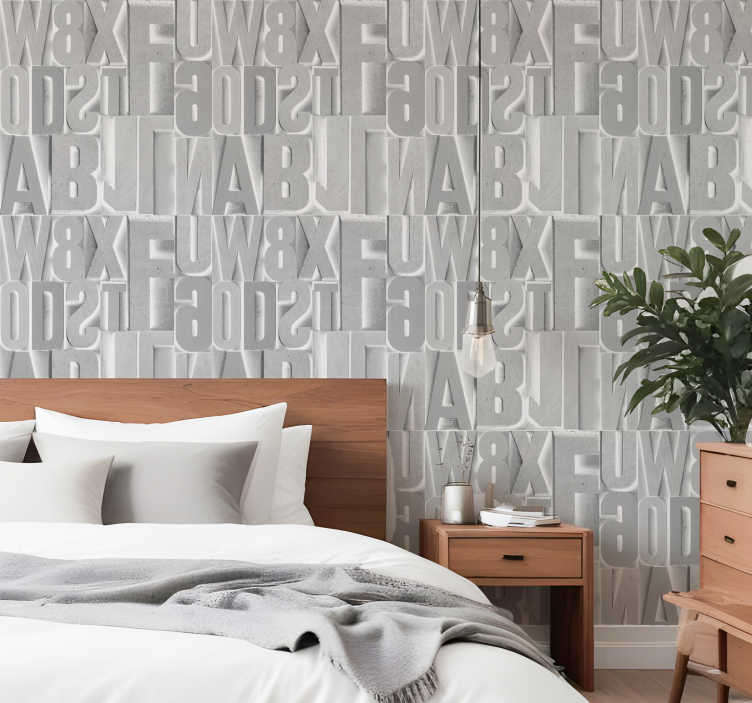 3d-grijze letters behang letters - TenStickers