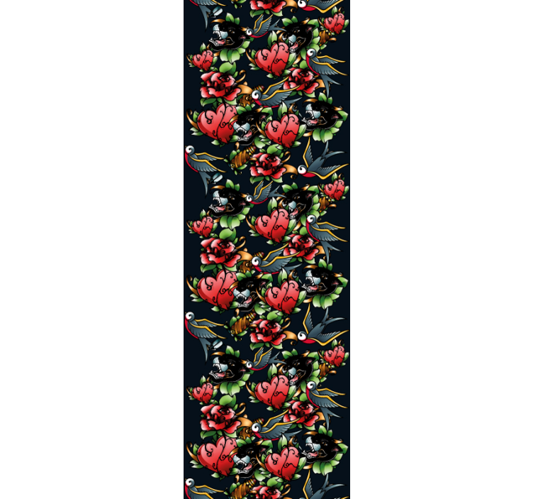 Patroon in tattoo-stijl behang kunst - TenStickers