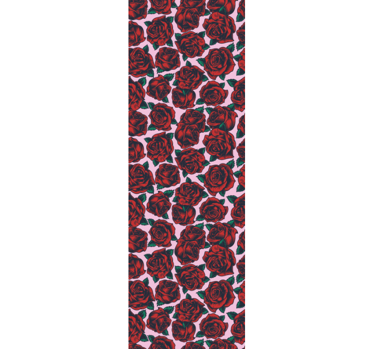 Rood rozenpatroon bloemen behang - TenStickers