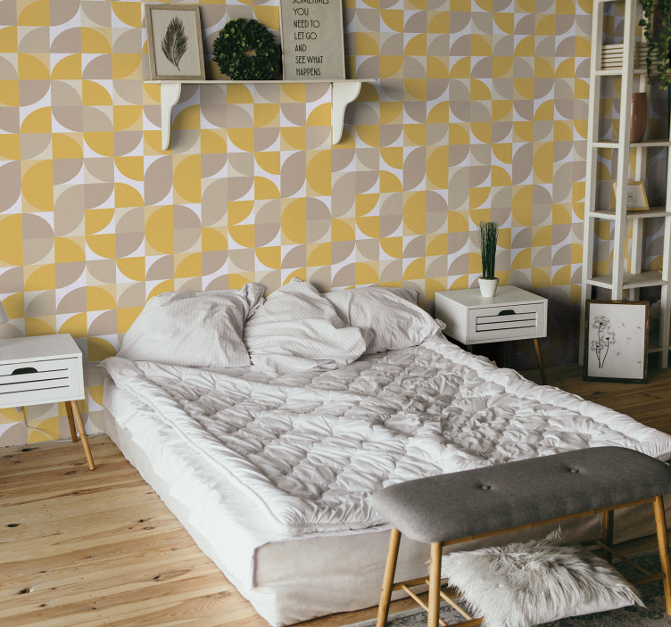 Cirkelvormig patroonontwerp behang geometrisch - TenStickers