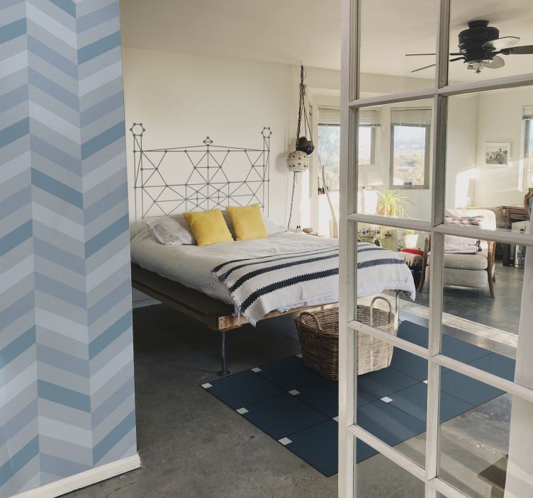 Scandinavische stijl blauw behang - TenStickers