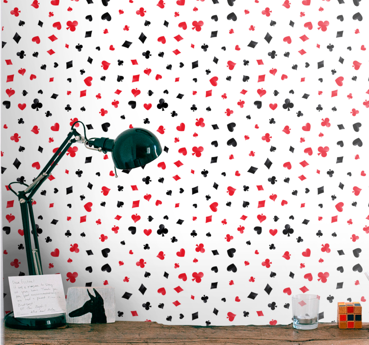 Behang tienerkamer speelkaartsymbolen - TenStickers