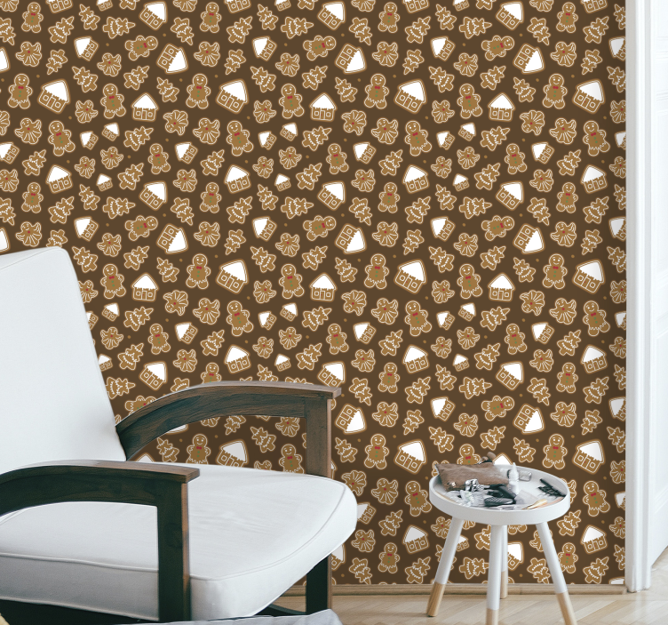 Peperkoek patronen behang kerst - TenStickers