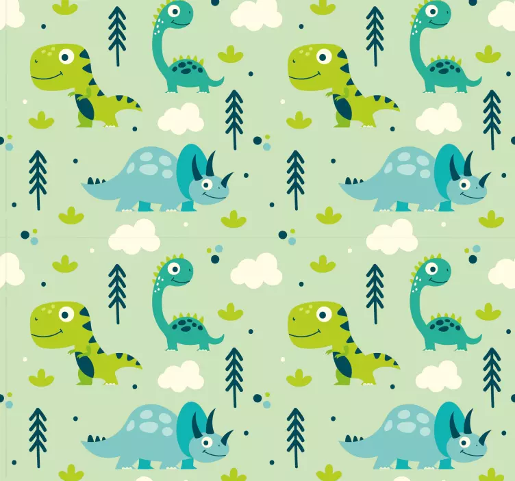Groene achtergrond dinosaurus behang - TenStickers