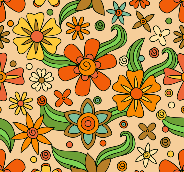 Retro bloemmotief bloemen behang - TenStickers