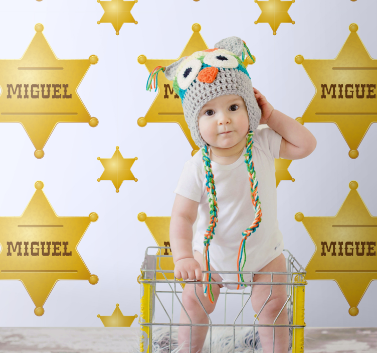 Aanpasbare sheriffsterren babykamer behang - TenStickers