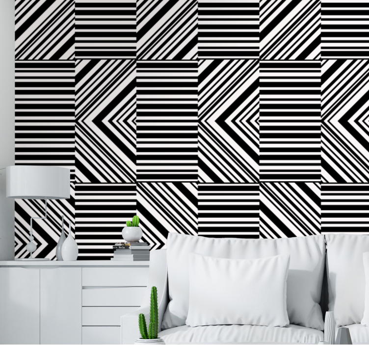 Abstract ontwerp behang zwarte zebraprint  - TenStickers