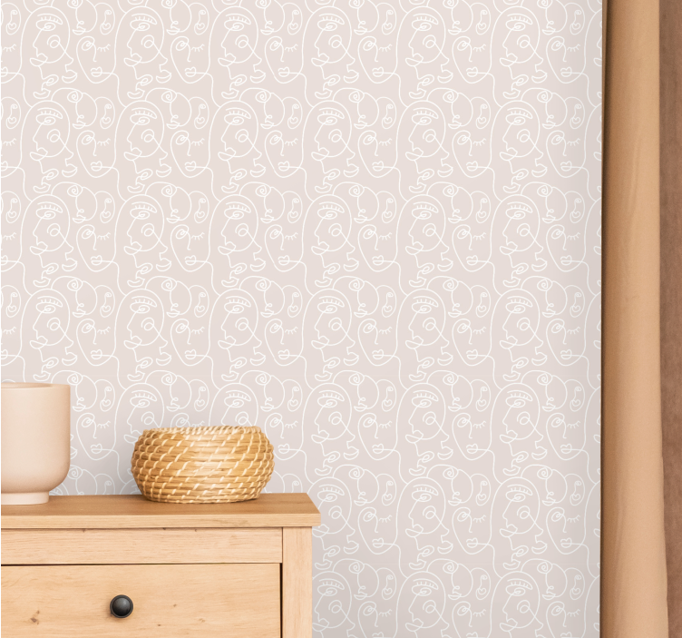 Abstracte gezichtspatronen behang kunst - TenStickers