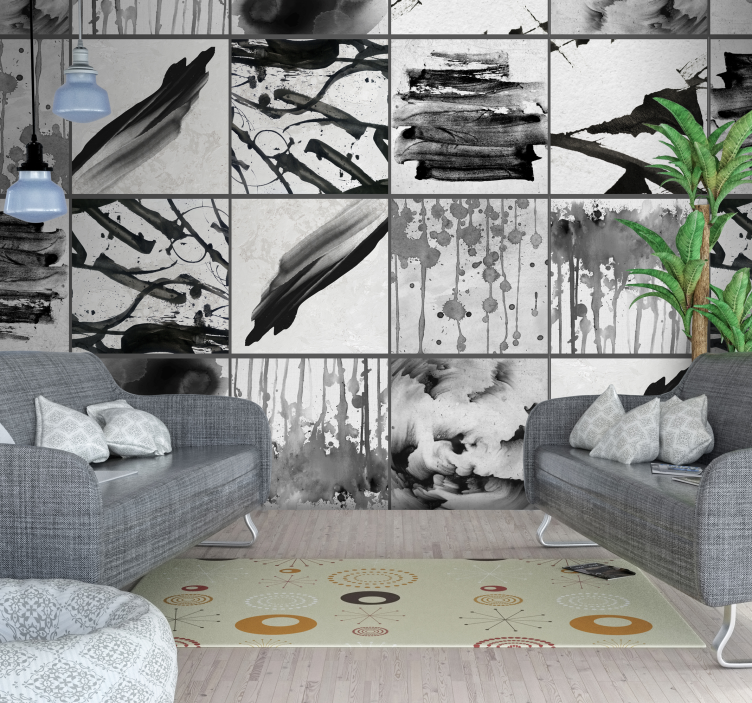 Abstracte inktvlekken behang abstract - TenStickers