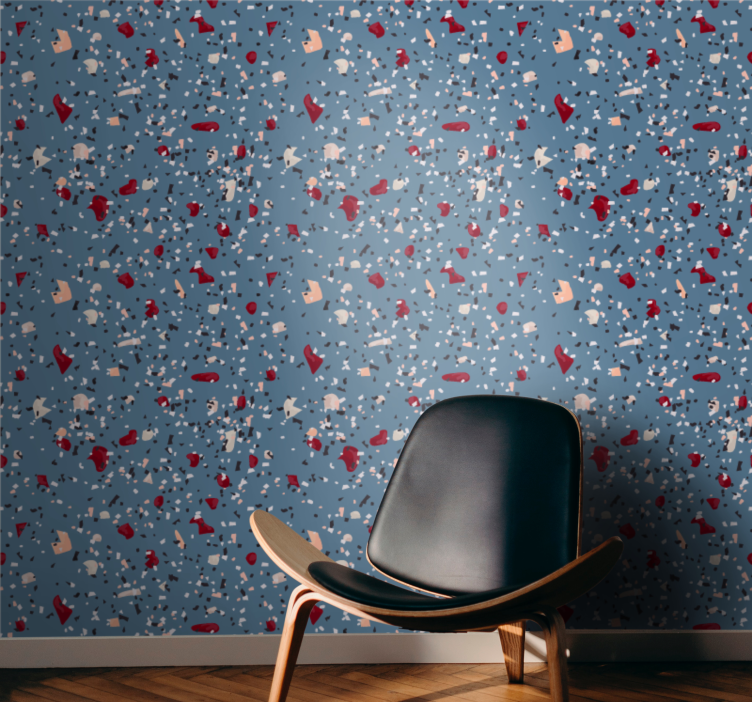 Blauwe terrazzo imitatie behang andere patronen - TenStickers