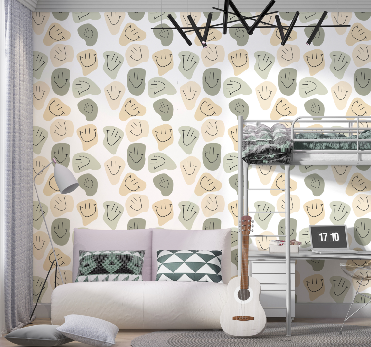 Abstracte smileypatronen behang kunst - TenStickers
