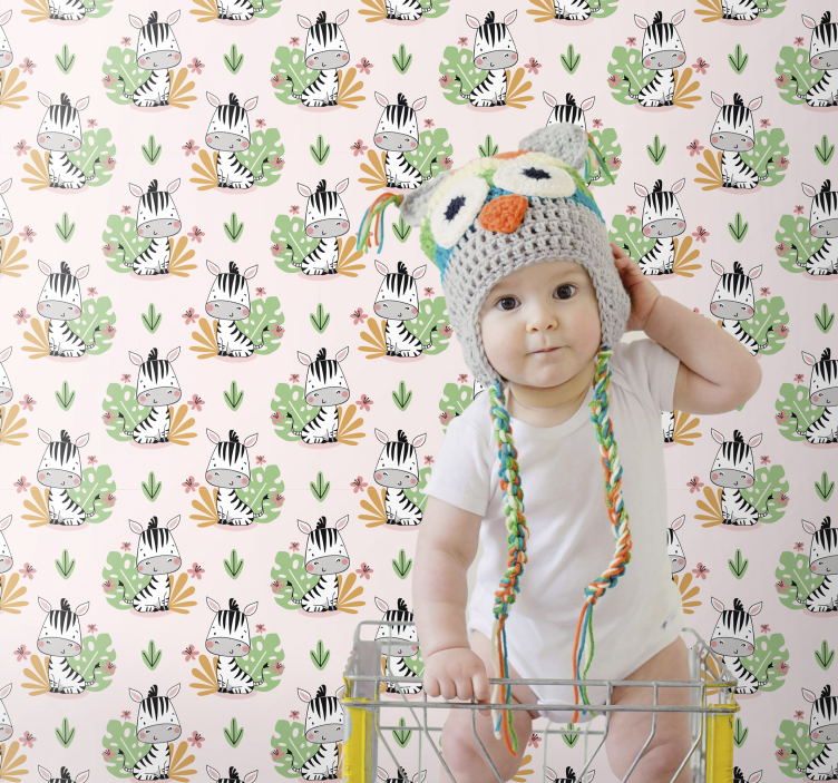 Baby zebrapatroon babykamer behang - TenStickers