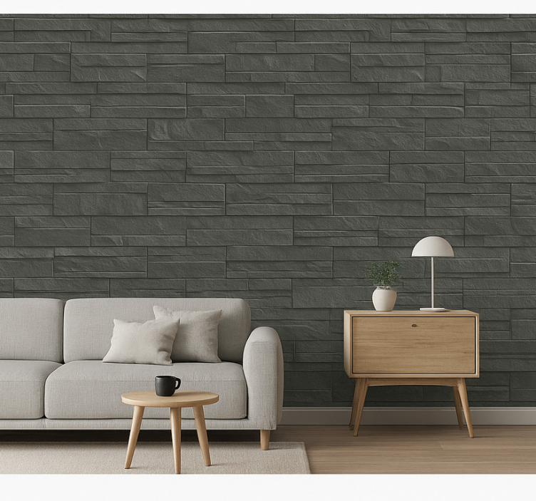 Bakstenen behang antraciet ledge stone - TenStickers