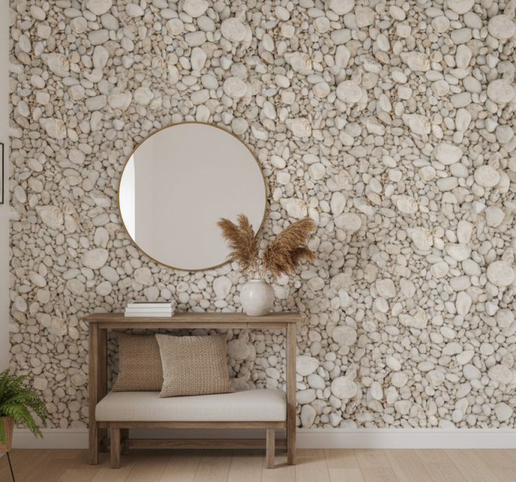 Bakstenen behang witte kleine stenen - TenStickers