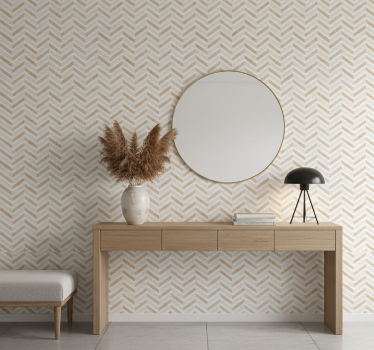 Bakstenen behang witte matte marmer keuken - TenStickers