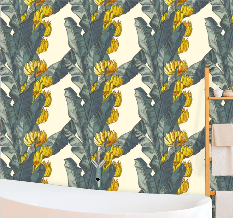 Bananenblad bloemen behangpapier natuur - TenStickers