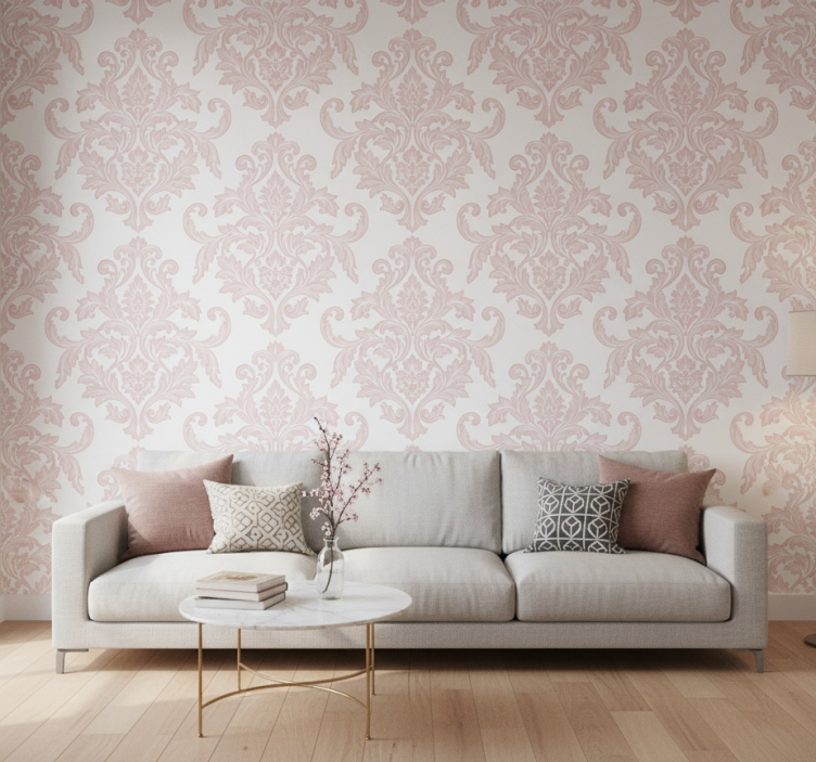 Barok behangpapier blush damast paisley - TenStickers