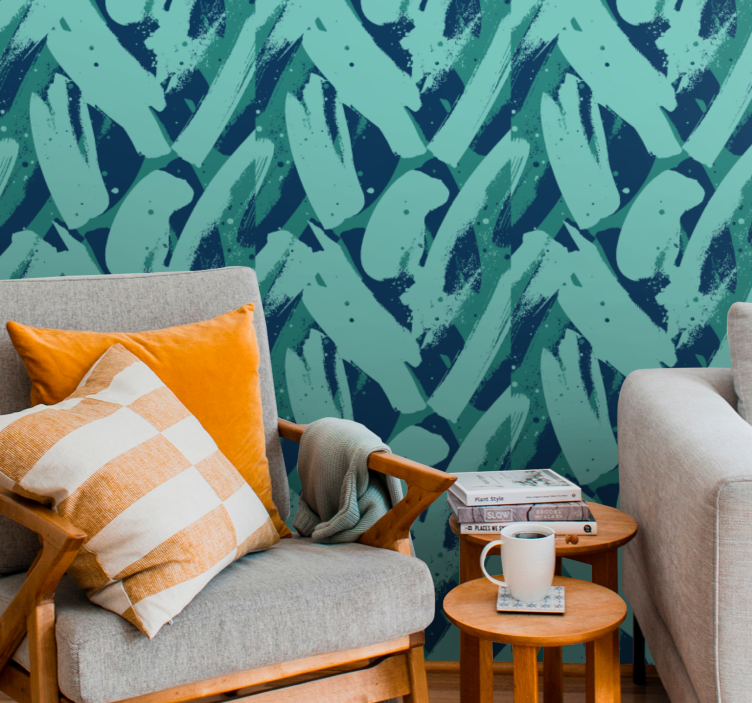 Behang abstract penseelstreken patroon - TenStickers