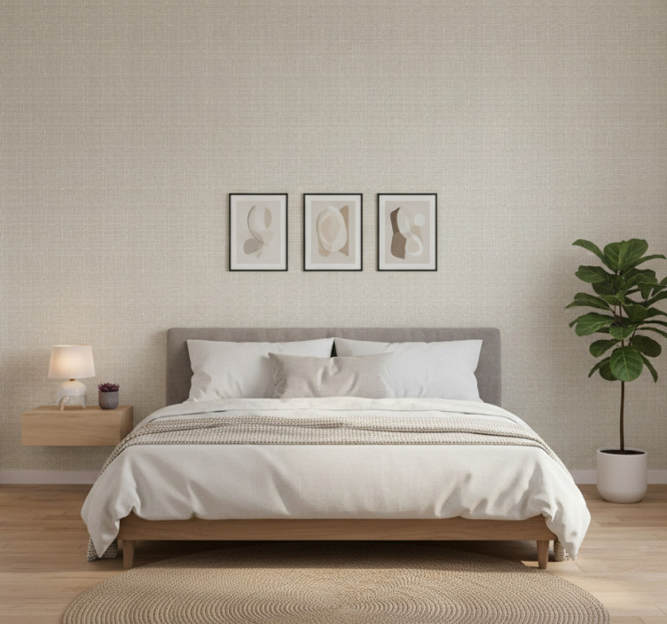 Behang andere patronen lichtbruine vlasstructuur - TenStickers