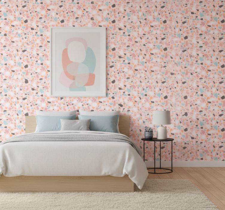 Behang andere patronen roze en blauwe terrazzo aquarel - TenStickers