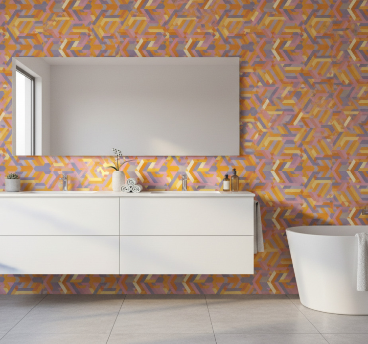 Behang badkamer geometrisch patroon overlap - TenStickers