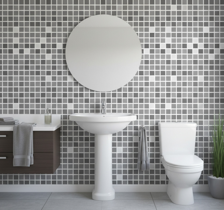 Behang badkamer grijstinten - TenStickers