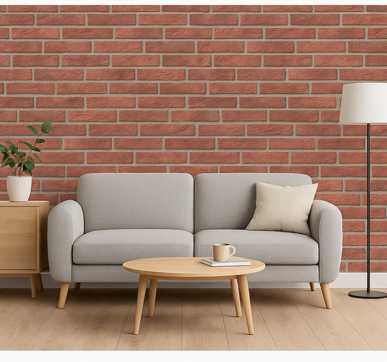 Behang baksteen blush watercolor tuin - TenStickers