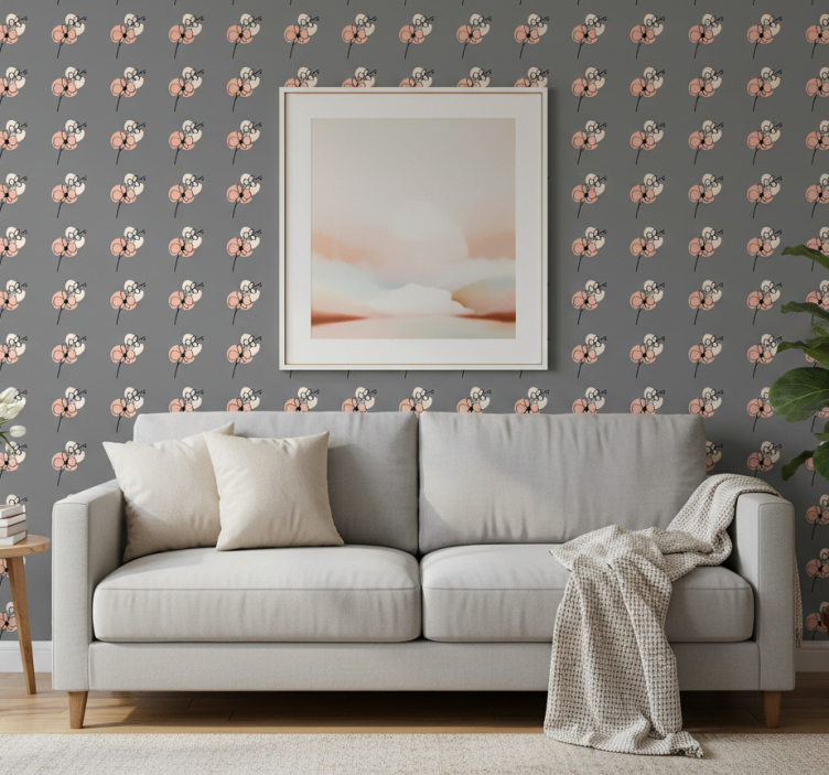 Behang bloemsierkunst abstracte lijntekening orchideeën - TenStickers