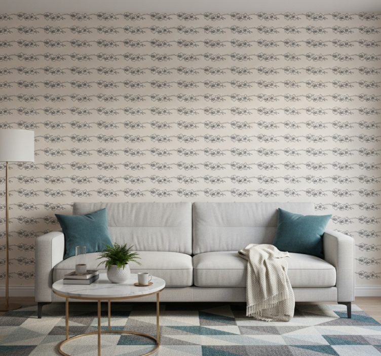 Behang bloemsierkunst orchideeën natuur lijntekening - TenStickers