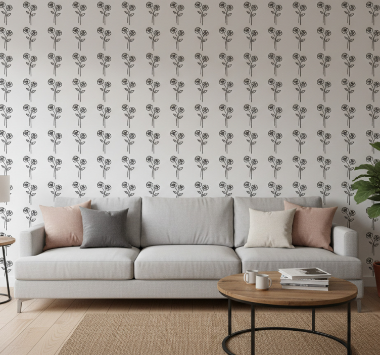 Behang bloemsierkunst paar rozen minimalistisch ontwerp - TenStickers